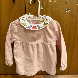 Mini Boden Pink Blouse with Embroidered Collar